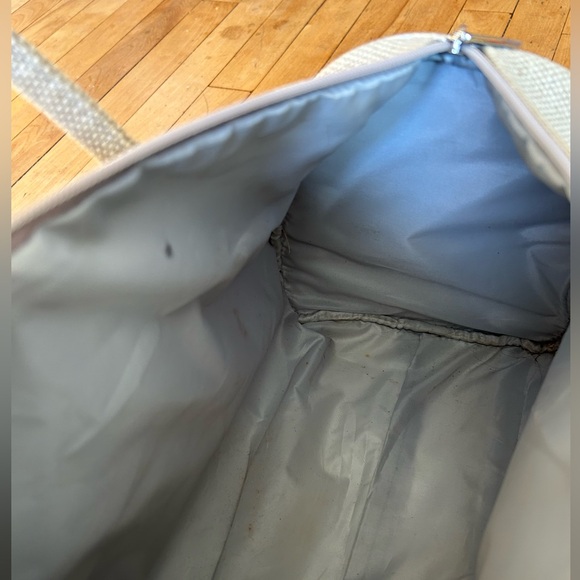 Michael Kors Women's Duffle Shoulder Bag Canvas Tan Silver Trim - Picture 7 of 8